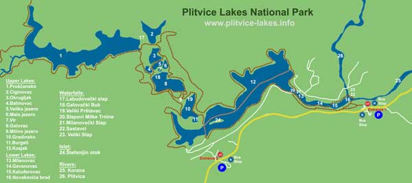 Plitvice Ulusal Park Haritası